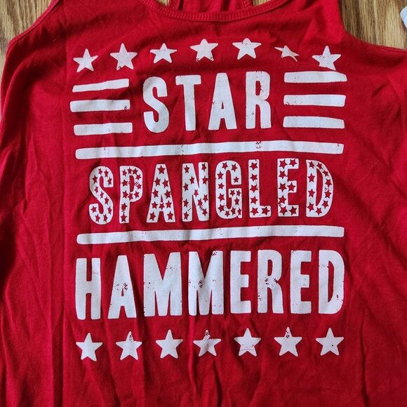 2 Tank Tops Size Large Red Racerback White Cami Top Self Bra - Picture 2 of 9